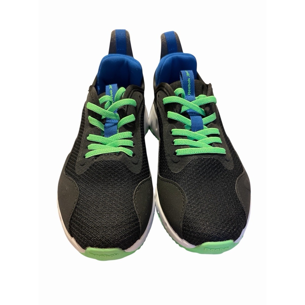 Reebok NEW Boys Size 2 B Zig Dynamica Sneakers Black Blue Mesh Lightweight